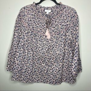 NWT J. JILL Floral Embroidered Boho Blouse Medium